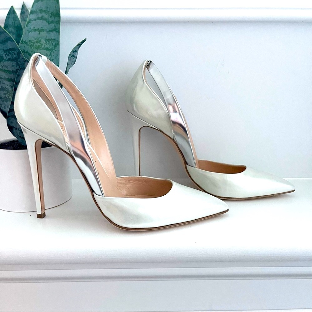 Alejandro Ingelmo White Patent Pointy Toe D’orsay Pump